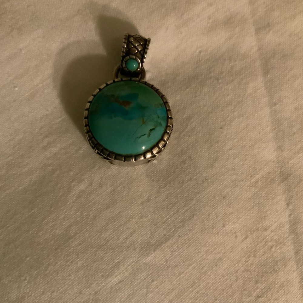 Authentic BARSE turquoise pendant set in sterling.